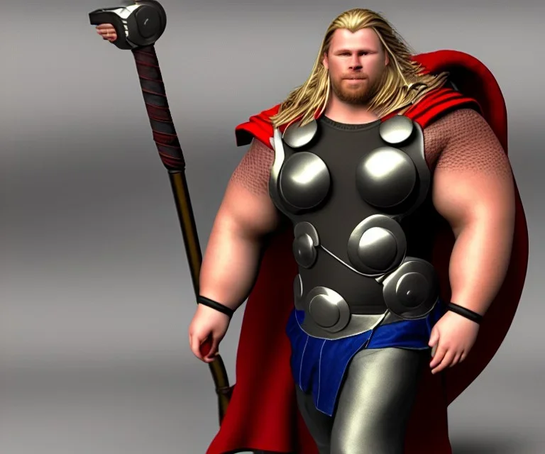 Openjourney style, Fat thor, photorealistic