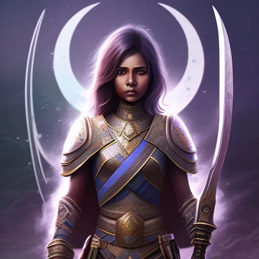 Fantasy setting, woman, dark-skinned, indian, ranger, 23 years old, wavy hair