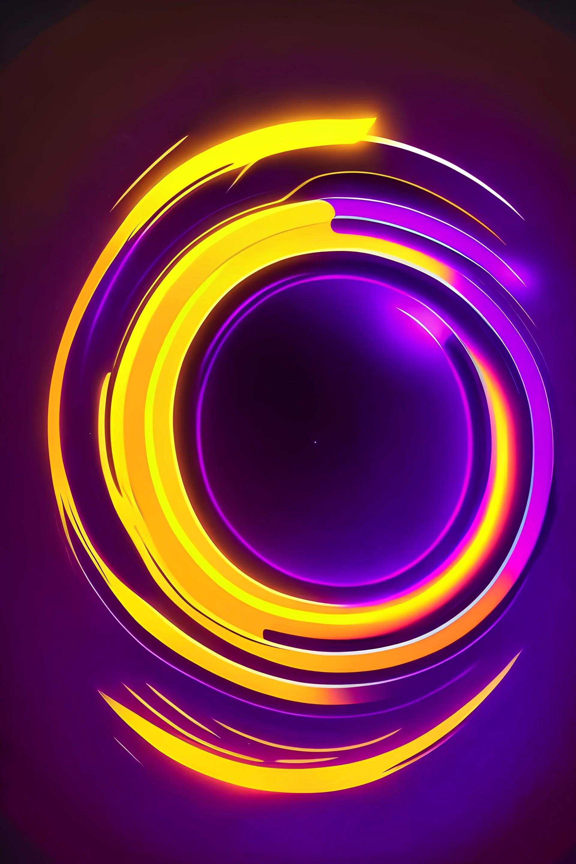 crie um logotipo para uma equipe secreta do universo com as cores amarelo neon roxo brilhante e laranja neon simples e redonda