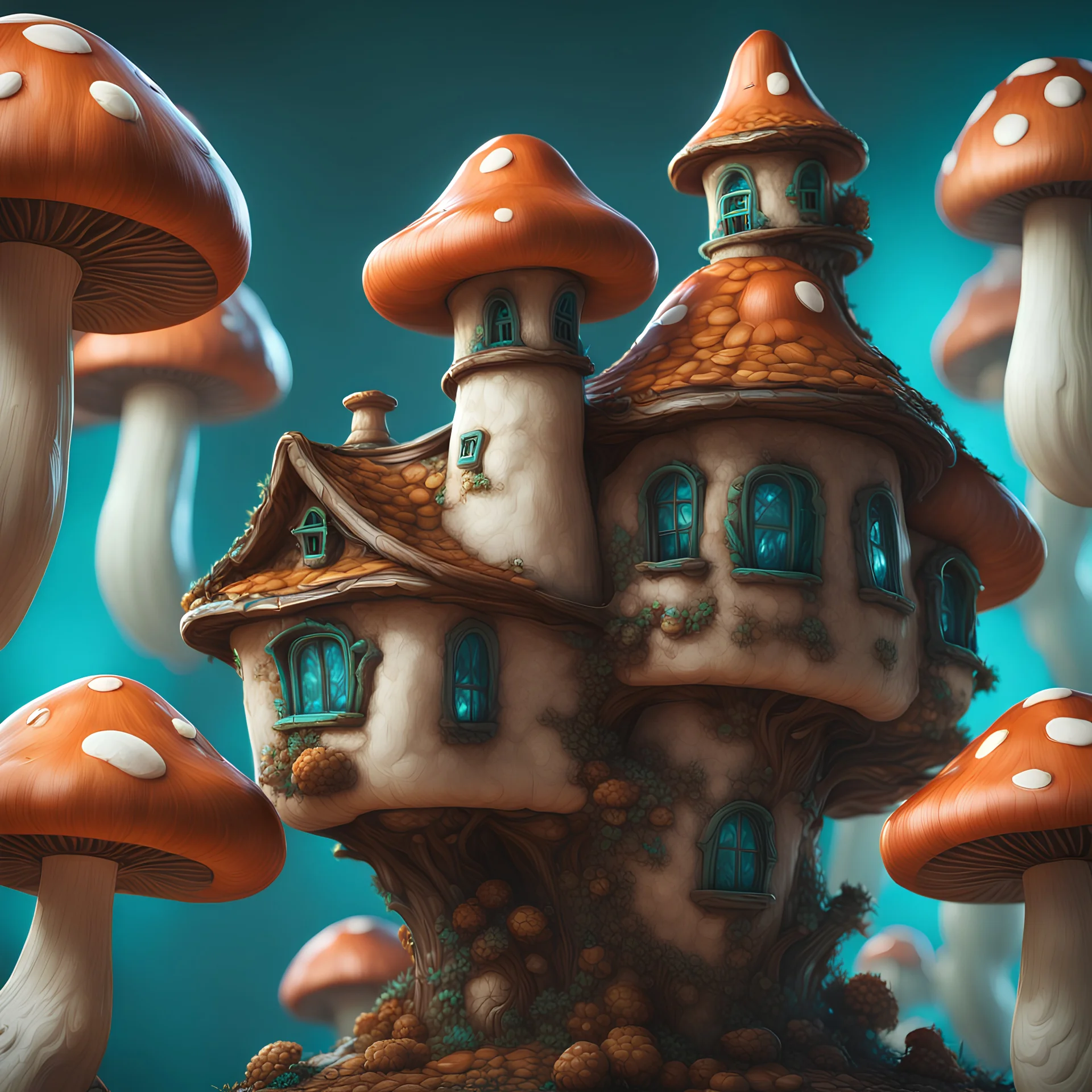 A lumpy mushroom house floating in space. neutral colors, white, teal royal blue, Detailed gloss Painting, rich color, fantastical, intricate detail, splash screen, hyperdetailed, insane depth, concept art, 8k resolution, trending on Artstation, Unreal Engine 5, color depth, dynamic lighting, splash art, dramatic, masterpiece, excellent quality beautiful Imaginative, unique,