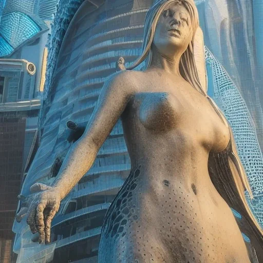 Insanely detailed portrait of cyberpunk Merlion Statue and Marina Bay Sand :: perfect proportions :: by Artgerm, Greg Olsen, Pixar, WLOP :: hyperrealistic, hyper detailed, photorealistic :: a masterpiece, incredible composition, amazing depth, imposing, meticulously composed, 8k :: unreal engine :: Mappa studios :: detailed matte painting, deep color, fantastical, intricate detail, splash screen, complementary colors, fantasy concept art, 8k resolution trending on Artstation