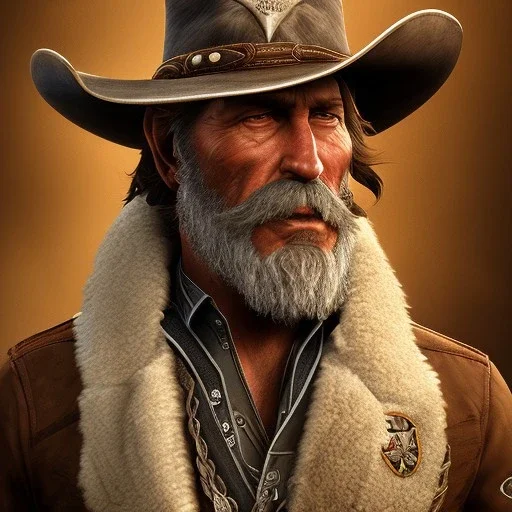 rugged cowboy sherif face hat and sherif star.intricate detail,.Style,by red dead redemption by andrea bonelli,by Jean Baptiste Monge.