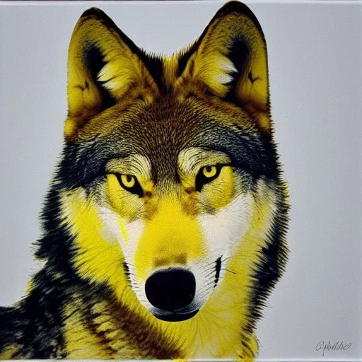 Black red and yellow wolf