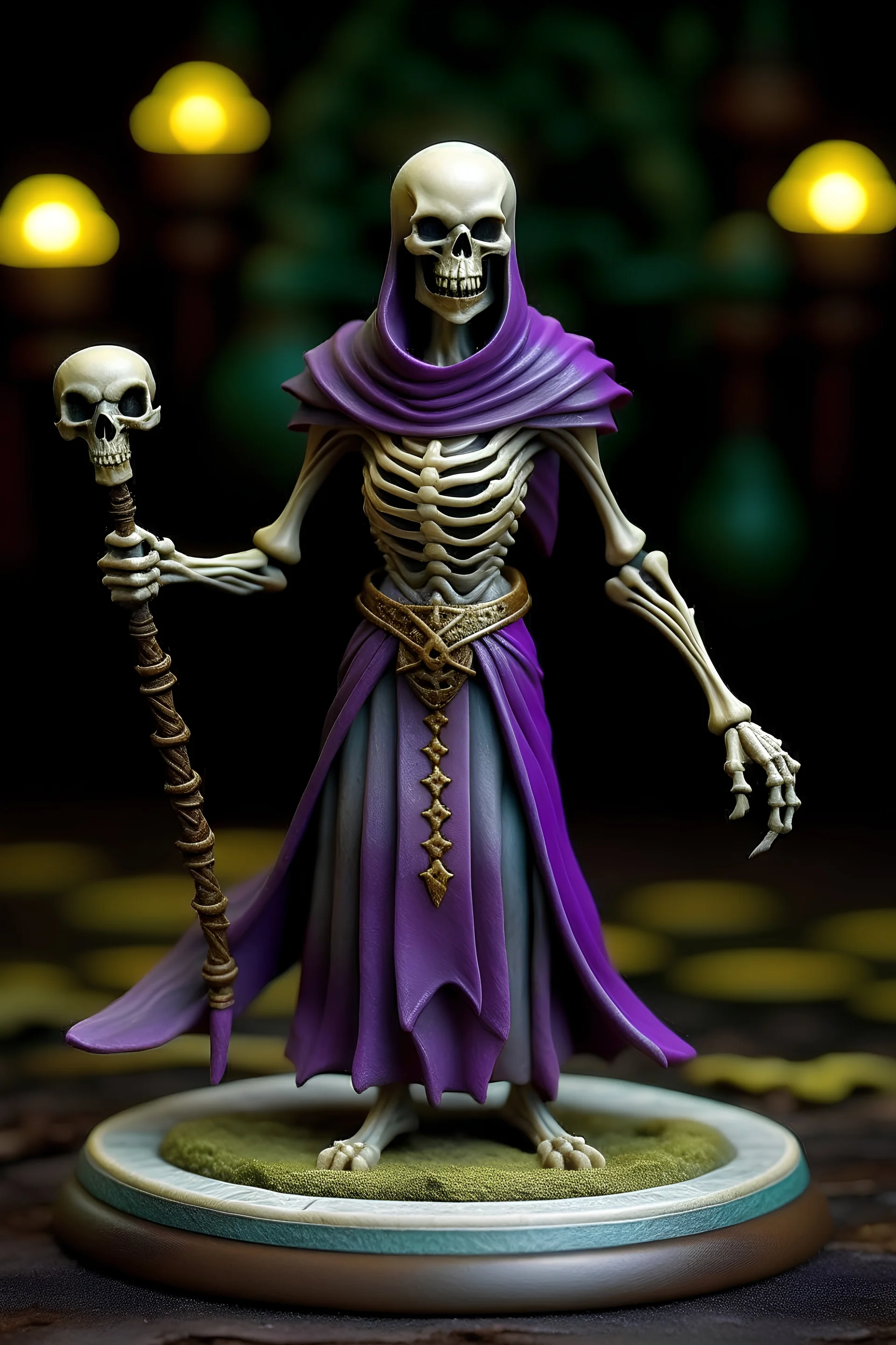 tabletop role-playing miniature of a skeletor-slenderman-hybrid wearing minoan clothes. concept art hyperrealism