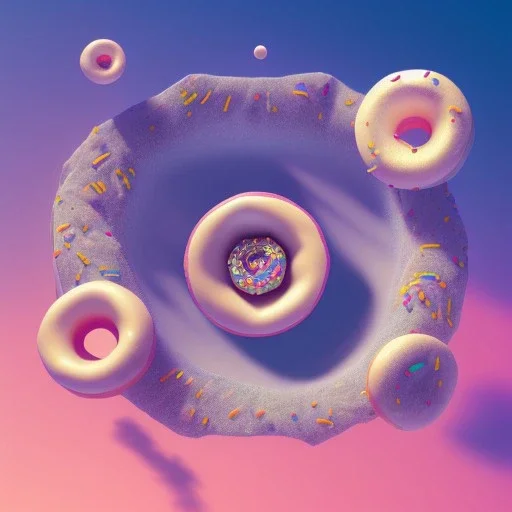 100mm photo of isometric floating donut in the sky, surreal donut with sprinkles, intricate, high detail, behance, microworlds smooth, macro sharp focus, centered