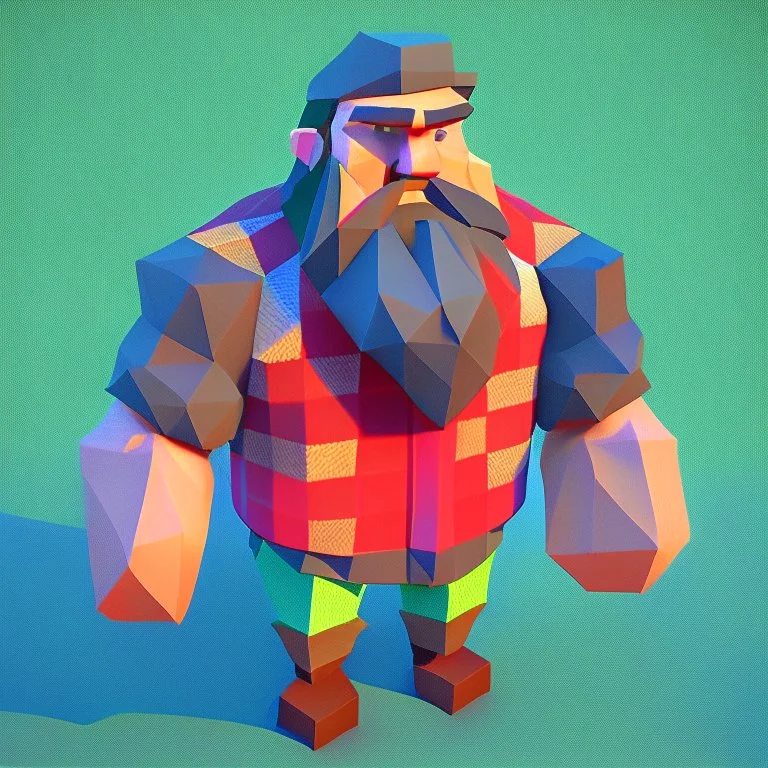 low poly funny lumberjack