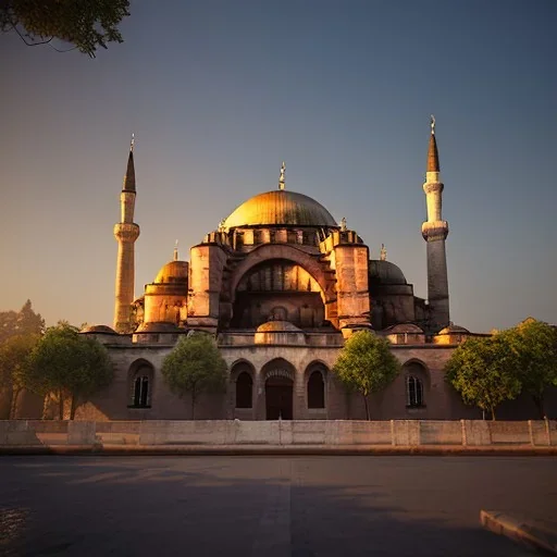 Sultanahmet cami sunset, realistic, unreal engine 5, octane render, cinema4d