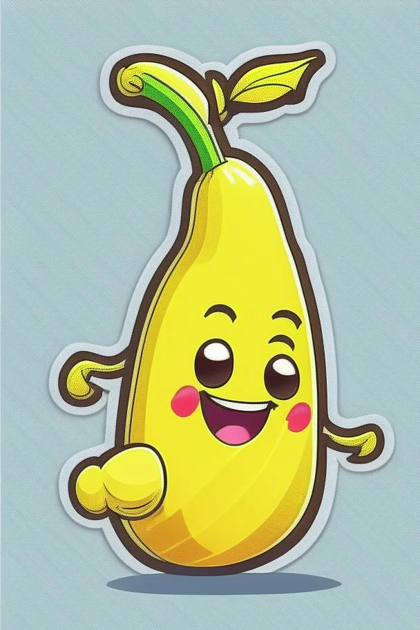 One banana cute cartoon character for sticker or caricature