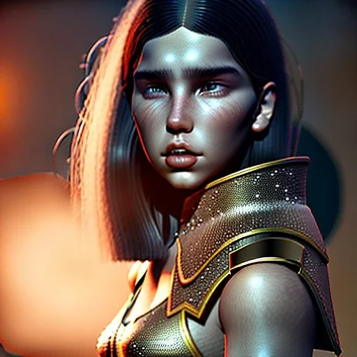 Mystery dua lipa, knight costume, Ambiance dramatique, dramatic lighting, volumetric lighting, concert background, hyperrealisme, 8k, high quality, lot of details, fit within portrait