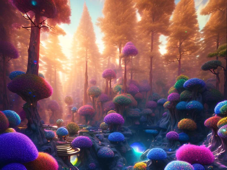 colorful crystal cosmic and galactic ambiance underground hill sky rocks sunny trees pools surreal, full of details, smooth, bright sunshine，soft light atmosphere, light effect，vaporwave colorful, concept art, smooth, extremely sharp detail, finely tuned detail, ultra high definition, 8 k, unreal engine 5, ultra sharp focus