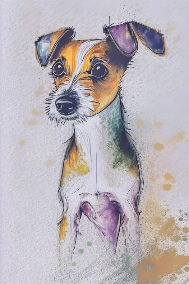 abstract watercolour of a Jack.Russell dog’s head