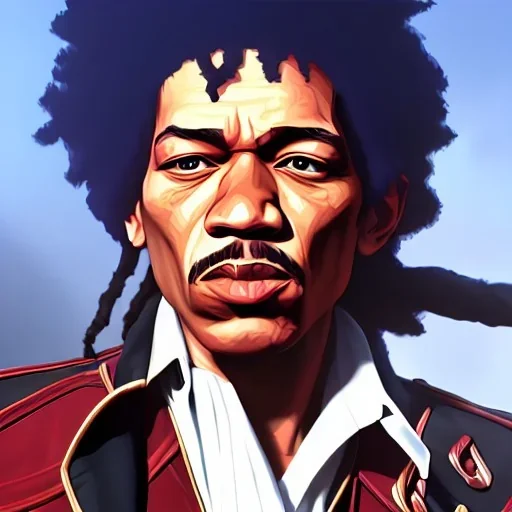 a realistic picture of Jimi Hendrix with dreadlocks