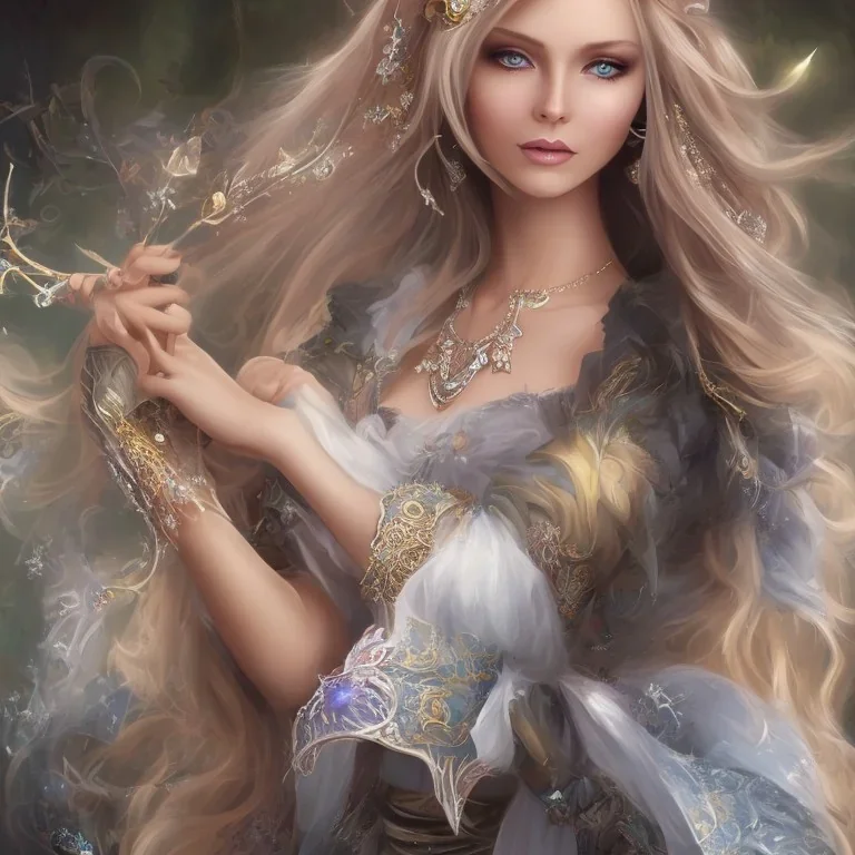 fantasy fairy, smiling, long blond hair