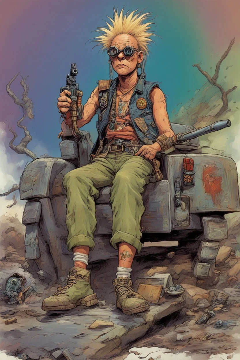 [Tank Girl] Shocktop shifted uneasily in his chair. The colorful tales of prophecies and cults had unsettled him. While he found amusement in his friend's knack for storytelling, something about this story rang more true and disturbing. "Ah Bertie, I do enjoy your yarns but this one gives me pause. So many foresee calamity, yet how can we know which, if any, ring true? What frightens me most is that some would choose blood sacrifice to fulfill dark designs. Tell me, what makes you think the foll