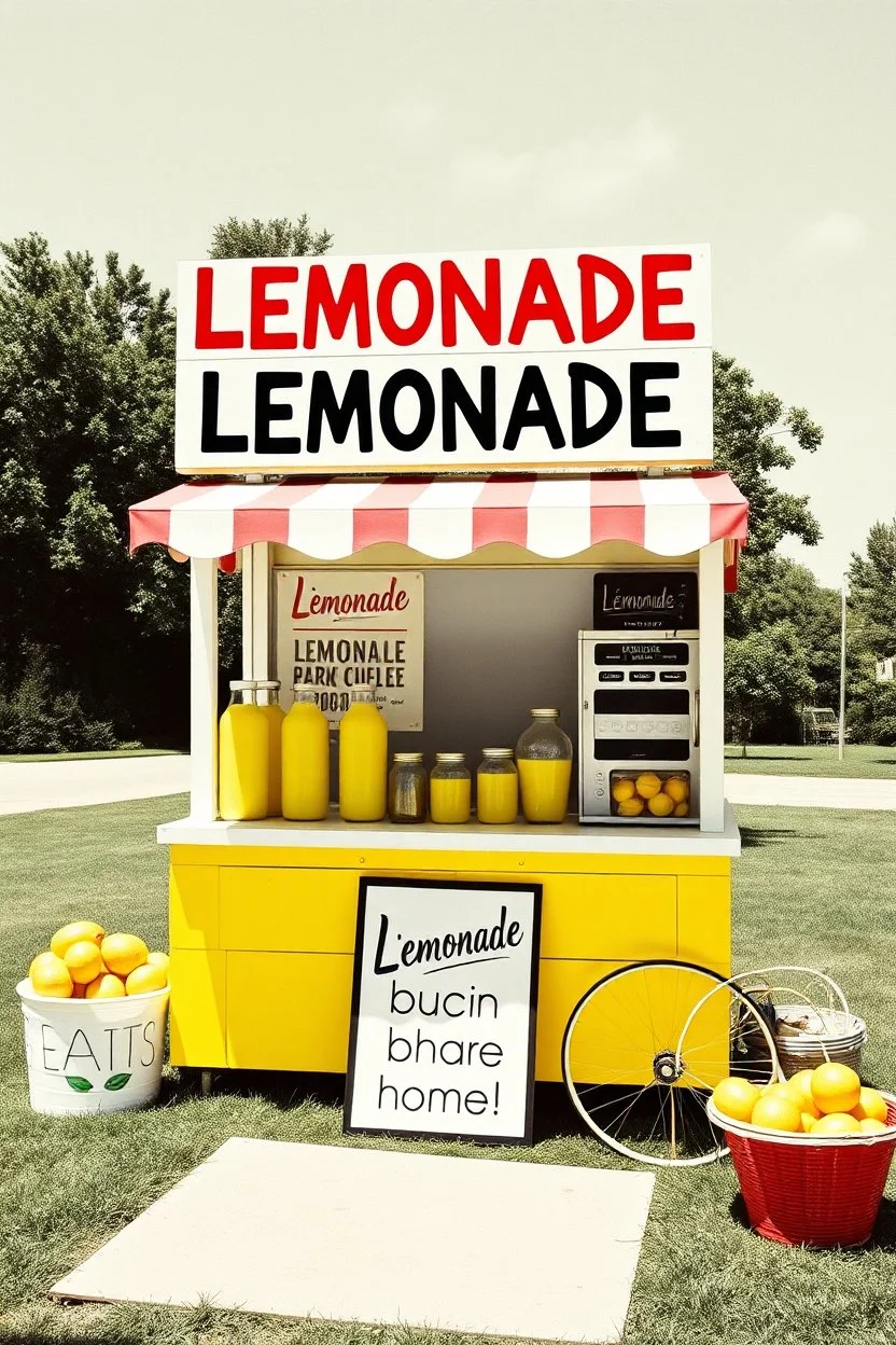 lemonade stand in the style of warhol