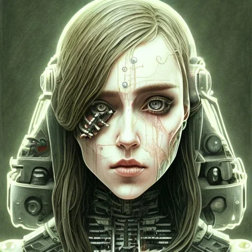 Singer Danish MØ face, Style cyberpunk, watercolor illustration by <John Kenn Mortensen>,