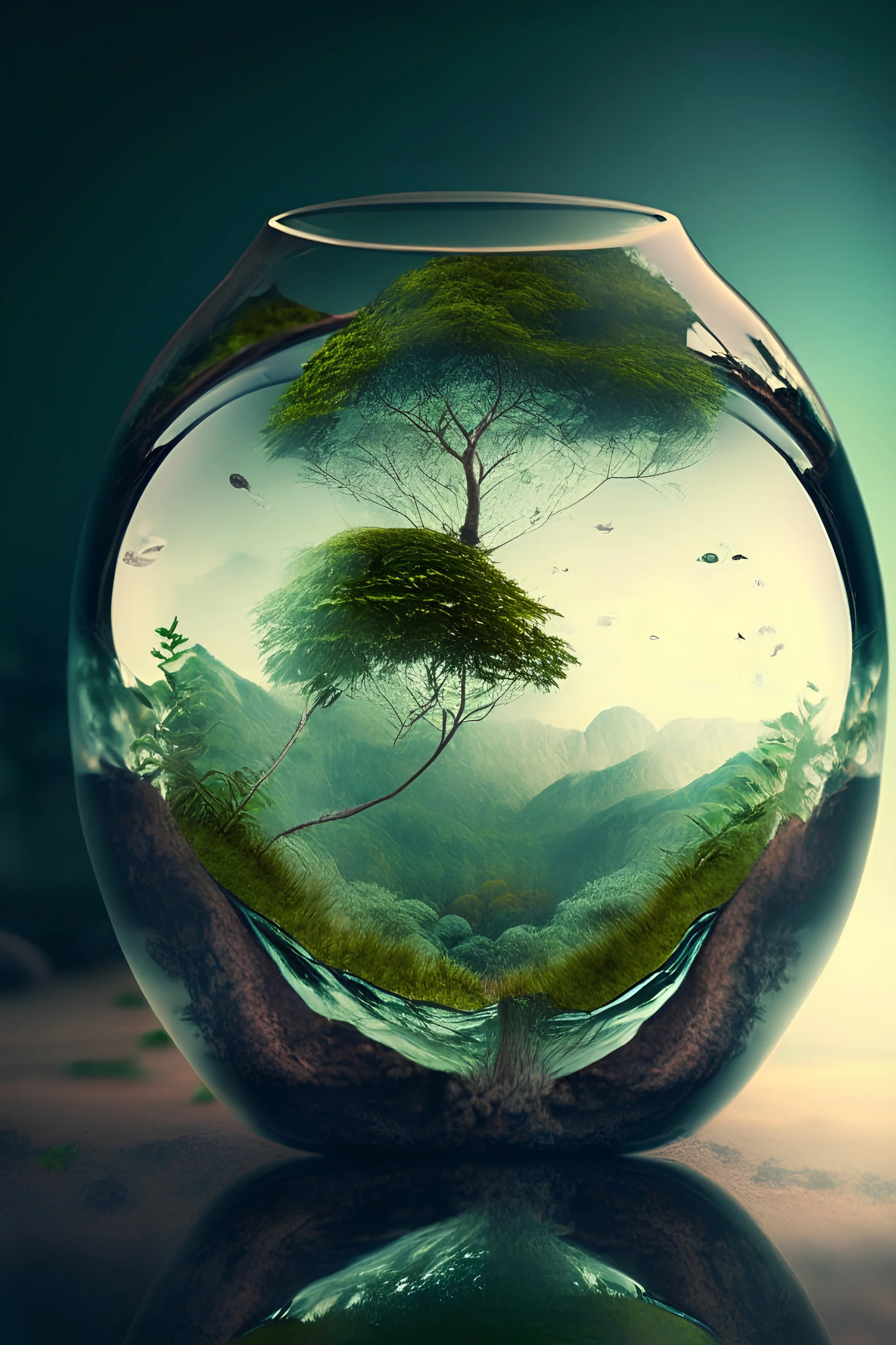 nature back ground in glass