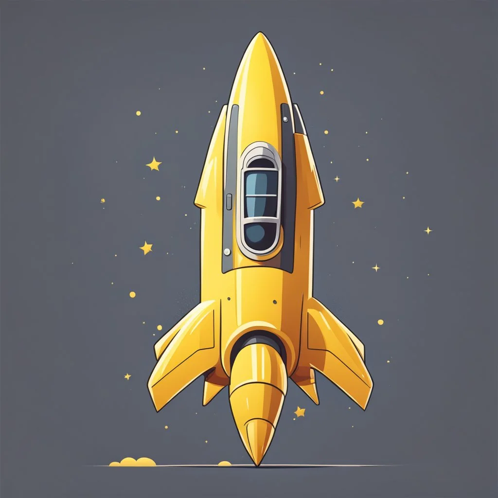 yellow rocket cartoon stylized