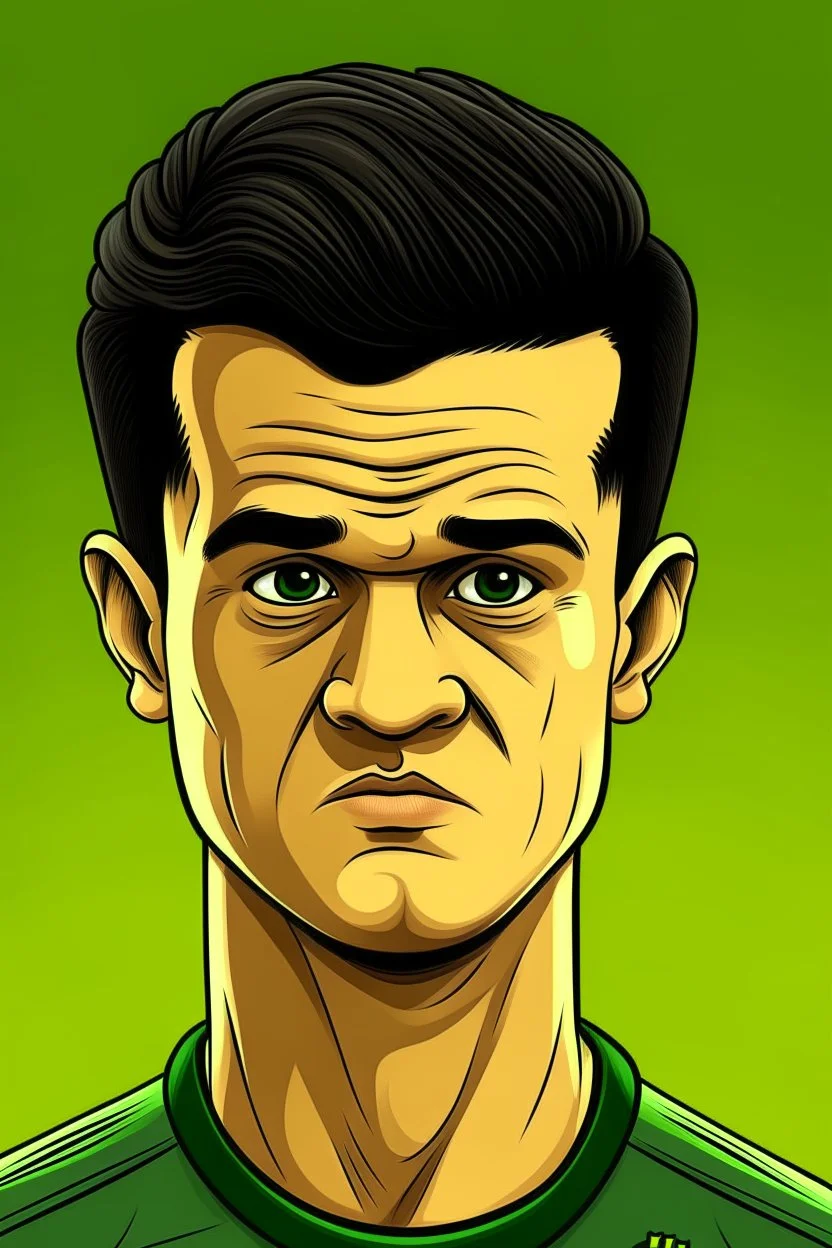 Philippe Coutinho Brazilian football player ,cartoon 2d