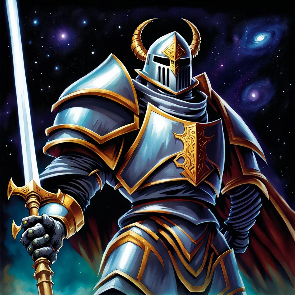 fantasy space knight 90's tcg art