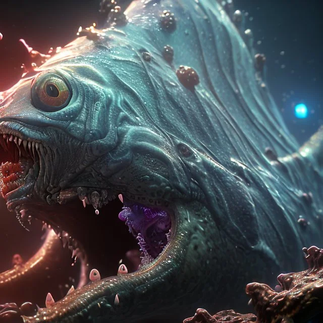 fluid ink angler fish creature, unreal engine 5, 8k resolution, photorealistic, ultra detailed