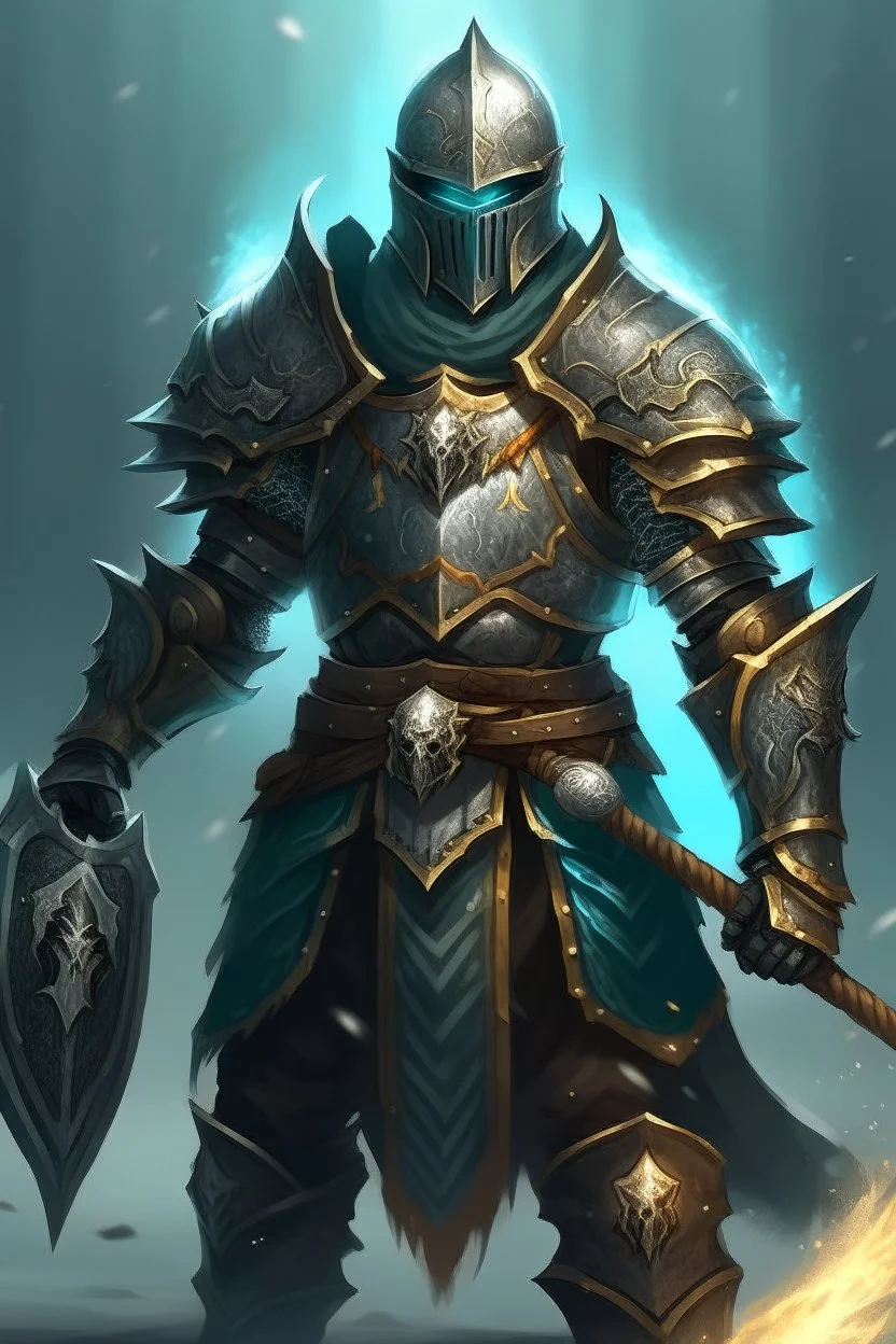 A warrior with iron armor filled with magic