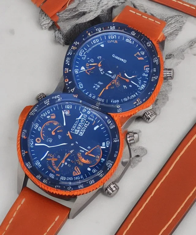 wristwatch chronograph deep blue galaxy rust detailed orange