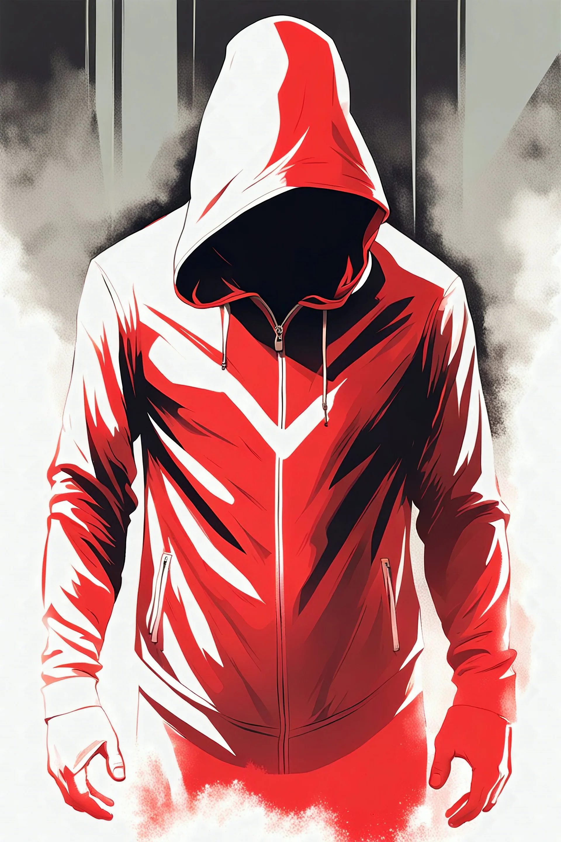 High Quality Portrait of a faceless man wearing a red hoodie from Marvel Comics