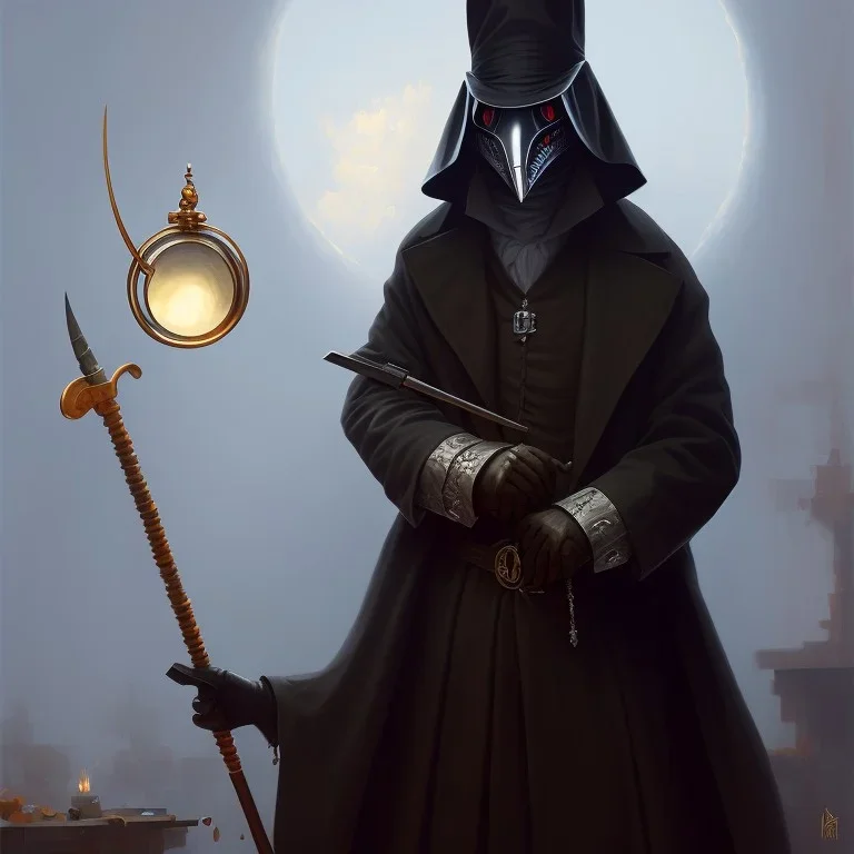 A portrait of a plague doctor, art by RHADS trending on artstation