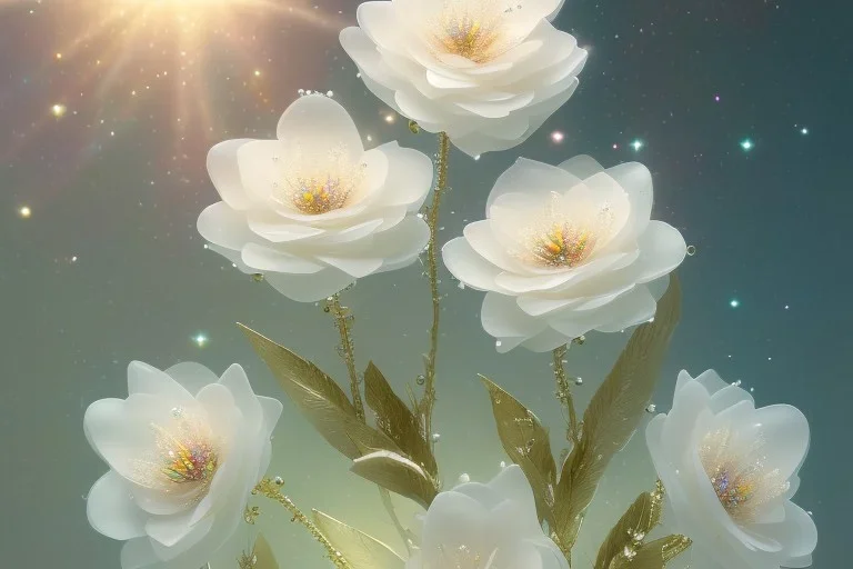  white and crystal subtle flower in a galactic ambiance, transparent petals, delicate colors, in the foreground, full of details, smooth, bright sunshine，soft light atmosphere, light effect，vaporwave colorful, concept art, smooth, extremely sharp detail, finely tuned detail, ultra high definition, 8 k, unreal engine 5, ultra sharp focus