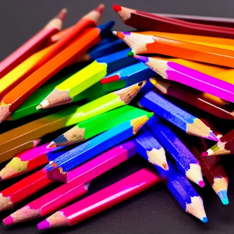 Photo of colored pencils, black background