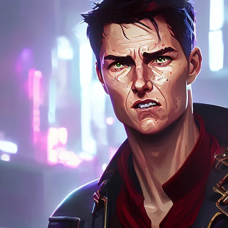 Tom Cruise Christmas cyberpunk art