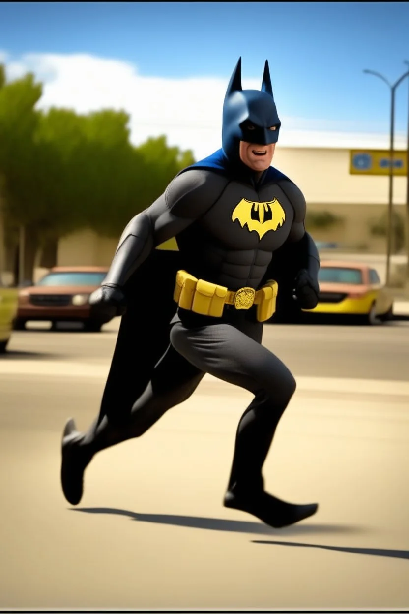 batman wearing diapers, running away from law enforcers, national geographic magazine cover