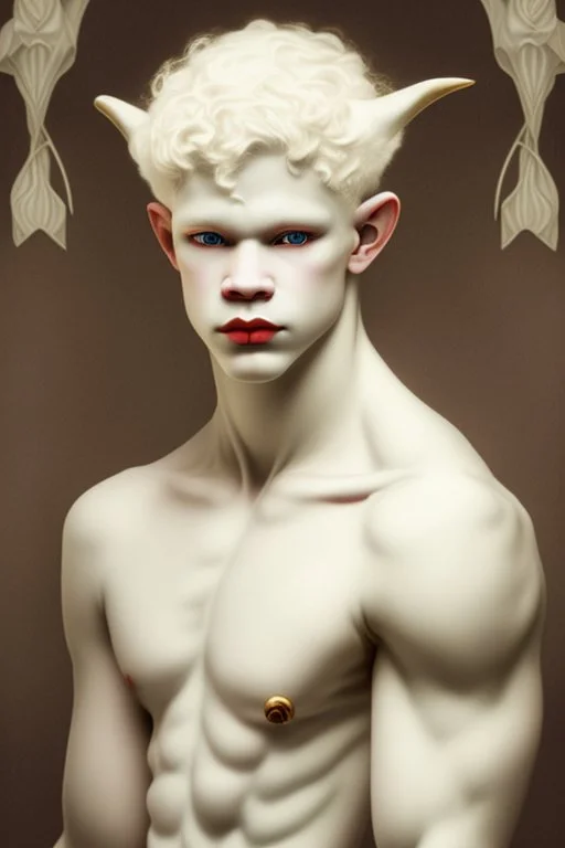 Albino faun young man noble in art deco style