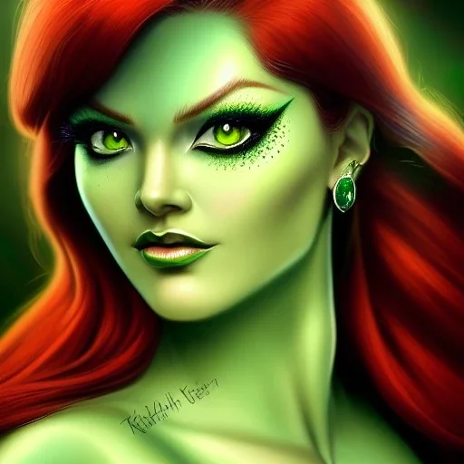 ultra detailed fullbody portrait of Beautiful busty Poison Ivy , extremely detailed digital painting, intrincate, extremely detailed face,crystal clear Big Green eyes, in the style of Ohrai Noriyoshi and robert e howard and pablo oliveira and Ken Kelley and Keith Parkinson,mystical colors,perfectly centered image, perfect composition, rim light, beautiful lighting,8k, stunning scene, raytracing