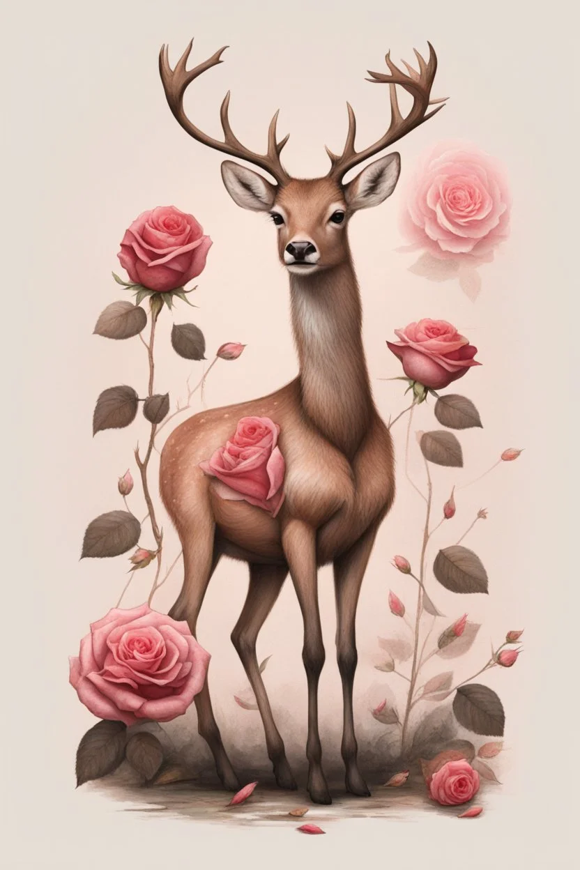 A deer with the body of a rose