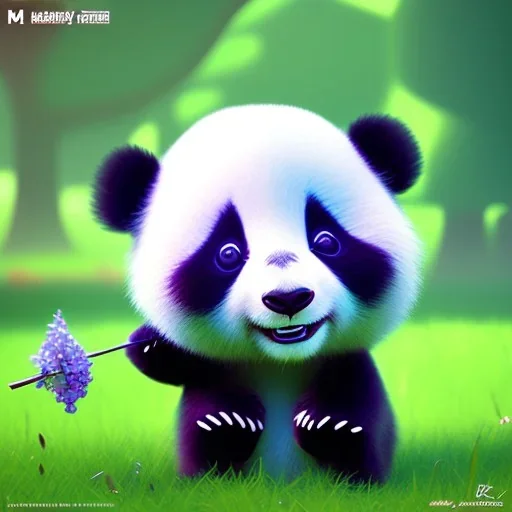 cute baby panda, by pixar