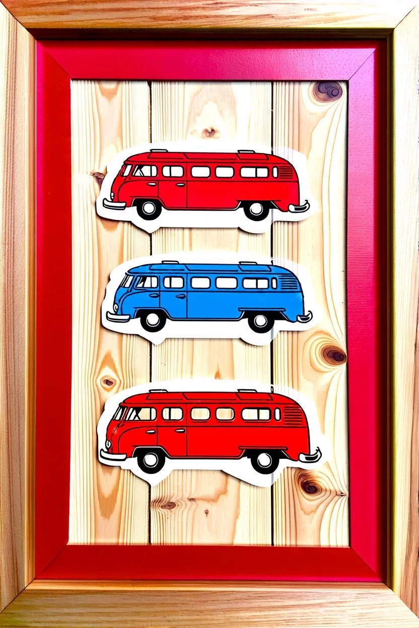 2-d campervan lines on wood