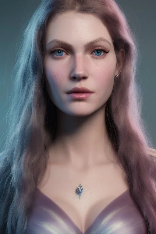 Portrait busty and face, Elisa cuthbert face, crystal BLUE eyes, wearing viking,