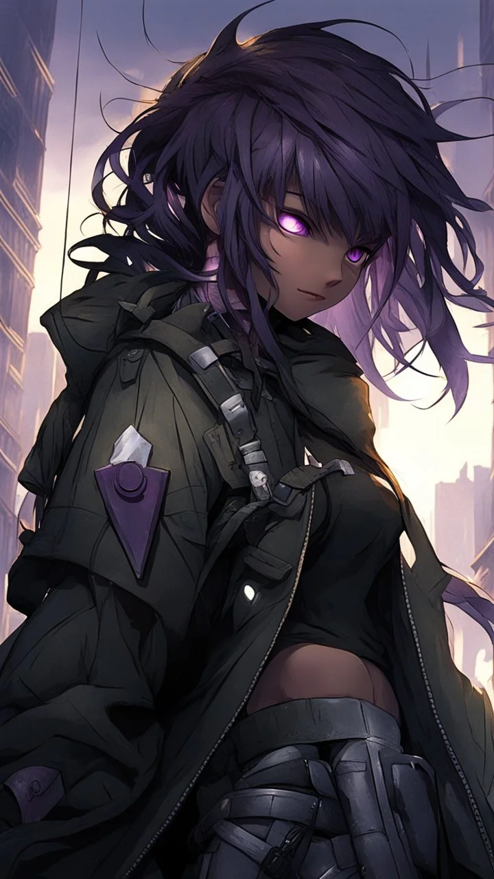 beyaz kısa saçlı mor gözlü insan olmayan bir karakter farklı kıyafet