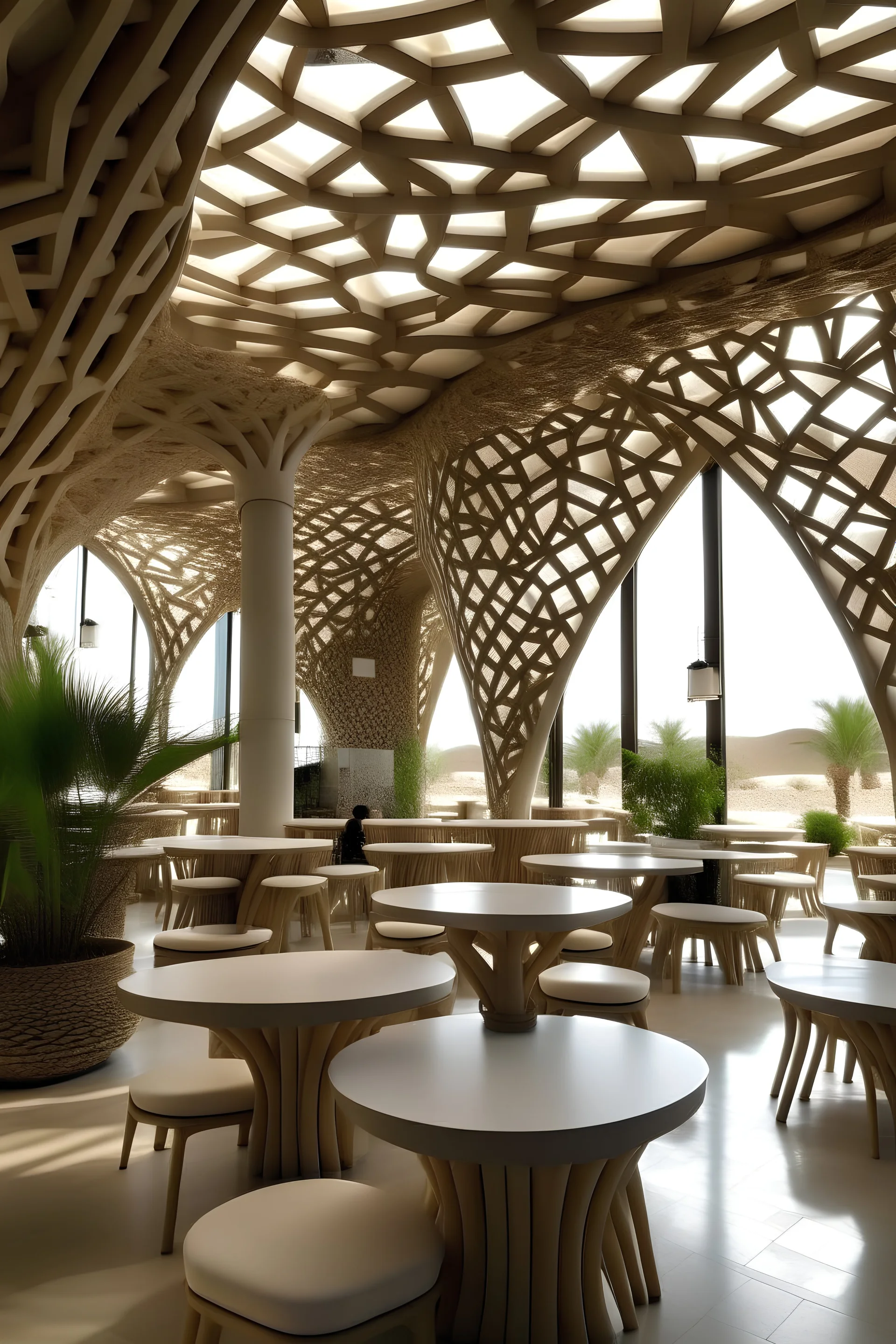 Cafe made of playing cards Organic simplicity, Al-Ahsa, Saudi Arabia-inspired, Nature-inspired pieces, Palm, Captivating landscapes