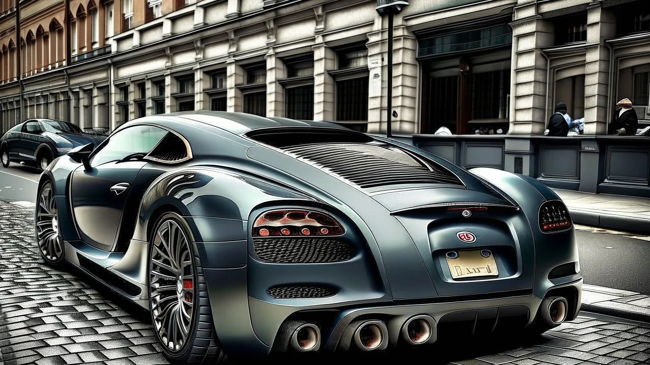 Cross between bugatti veyron and a bentley, rear view