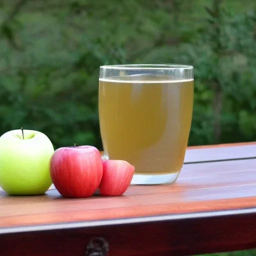 Apple juice on the table