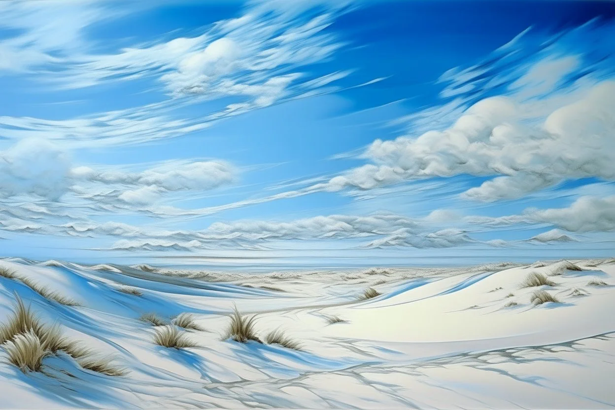 A light palish blue windy sky with clouds painted by Peter Carl Faberge