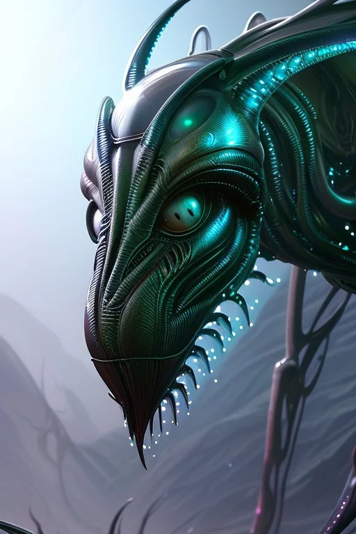 Alien beast, glistening oiled shiny, intricate, Exquisite details and textures, highly detailed, digital painting, artstation, concept art, sharp focus, nature background, illustration, 8k,