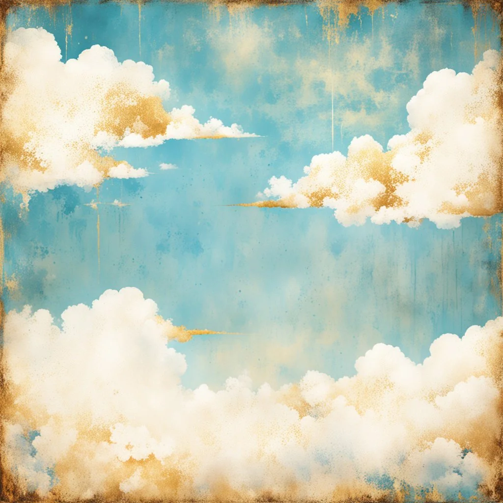 Hyper Realistic Sky-Blue, White & Golden Retro-Grungy-Rustic-Background