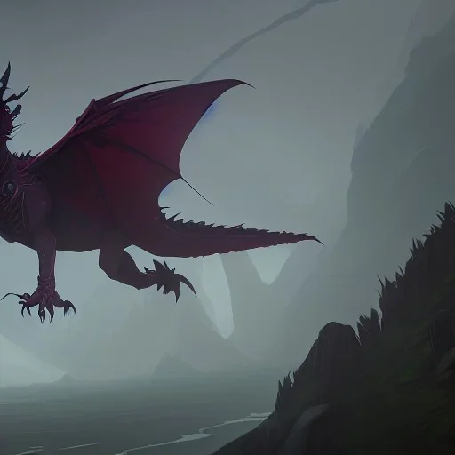 Dragon emerging from a cliff