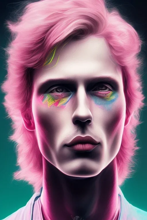 Portrait of Matti Nykänen. colorful. pink.