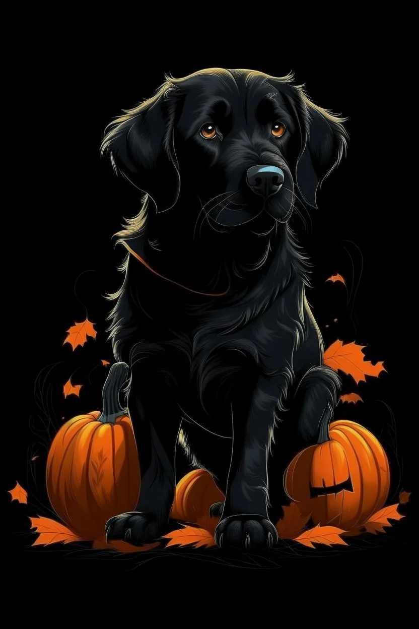 graphic Halloween, black dog, furry