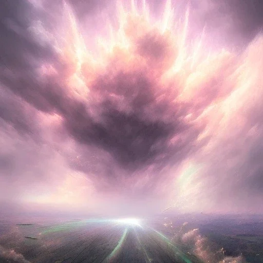 exploding sky, soft pastel colors, intricate, photorealistic,